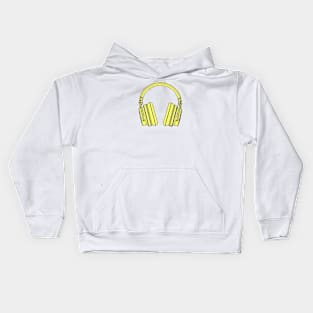 Yellow headphones Kids Hoodie